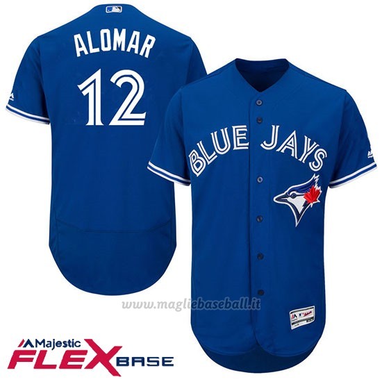 Maglia Baseball Uomo Toronto Blue Jays Roberto Alomar Majestic Autentico Collezione Flex Base Royal